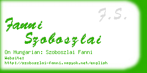 fanni szoboszlai business card